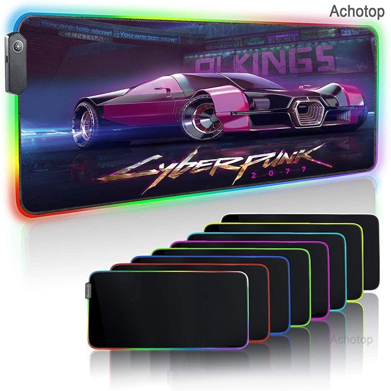 Mouse Pads & Wrist Rests Cyberpunks RGB Pad Gaming Accessories Large Mousepad Backlit XXL LED Anime Gamer Computer Mause Carpet Desk Mat-image-736132779