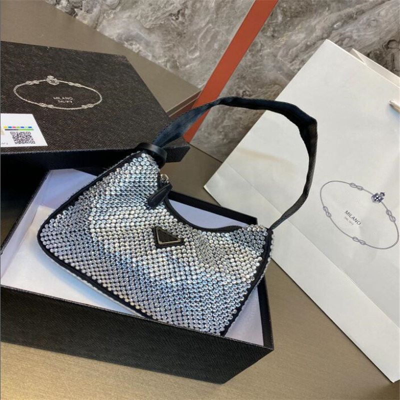 

women Classic Diamonds hobo Underarm Totes bag Armpit Handbags Fashion Clutch Purse Multicolor Wallet Hobos High-grade shoulder bags top quality Handbag, Black