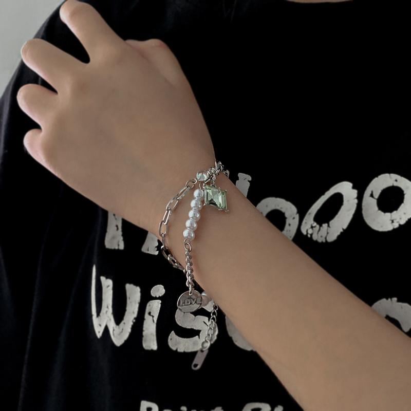 

Beaded, Strands Double Gemstone Pearl Chain Hand Jewelry Pulseras De Acero Inoxidable Para Mujer Bracelets For Women Gifts