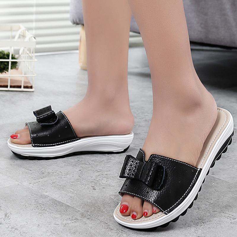 

Slippers 2021 Summer Women Plus Size Shoes Woman Fashion Platform Wedges Ladies Slides High Quality Female, Black