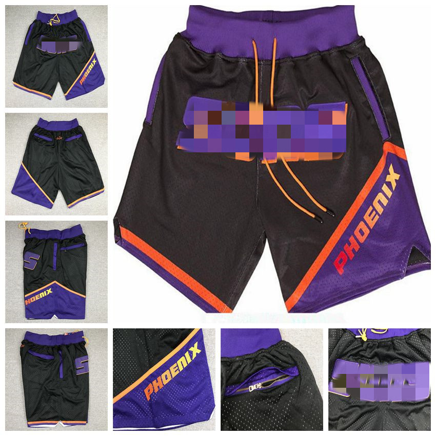 

Phoenix Suns Retro Mens Just Don Devin 1 Booker 22 Ayton 3 Paul 13 Nash 34 Barkley Basketball shorts Stitched Sweatpants Hip-hop Cit, Black