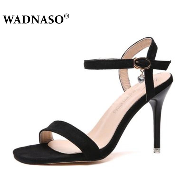 

Dress Shoes WADNASO Women's Sexy High-heeled Sandals Summer Hollow Single Fashion Female Shallow Mouth A Word Buckle 35-39, Black