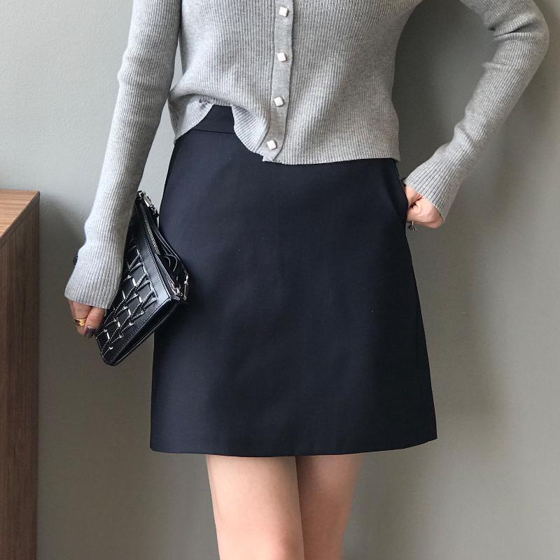 

Colors Womens Basic Autumn Skirts Fashion A-line High Waist Skirt Slim Side Pockets Mini Elegant Casual Bottoms 2021, Dark green