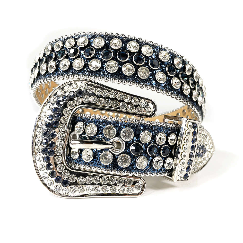 

2021designer44 46 48 inch Western Cowboy Cowgirl Belt Adjustable Length Bling Leather Shiny Crystal Belts Rhinestone, Black
