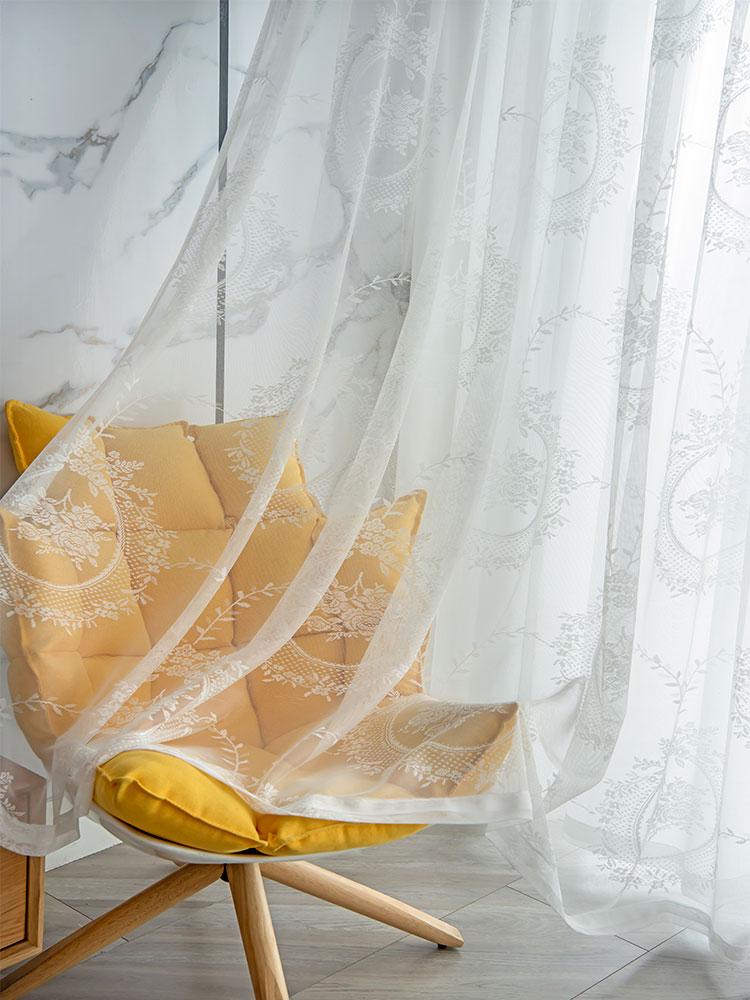 

Curtain & Drapes European White Lace Tulle Curtains For Living Room Embroidered Sheer Bedroom Window Luxury Floral Voile Panel
