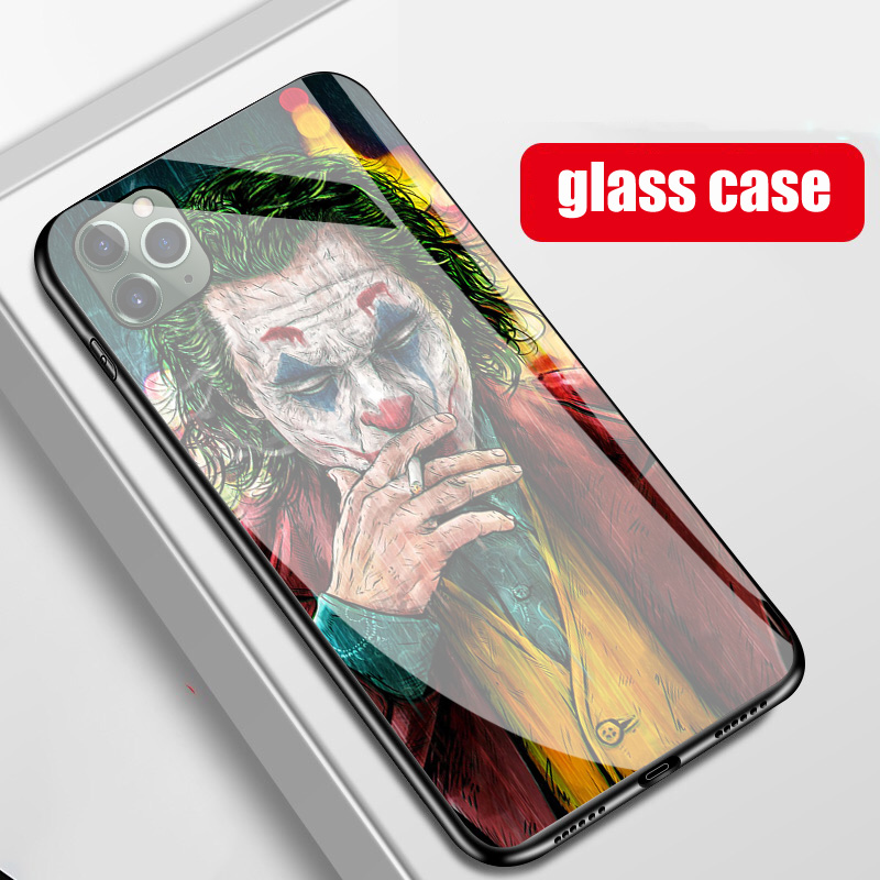 

TPU+Tempered Glass Comics Joker phone Cases for apple iphone 12 mini 11 pro max 6 6s 7 8 plus X XR XS MAM SE2 SAMSUNG S8 S9 S10 E s20 s21 ultra NOTE 9 10 cellphone shell cover, Brown