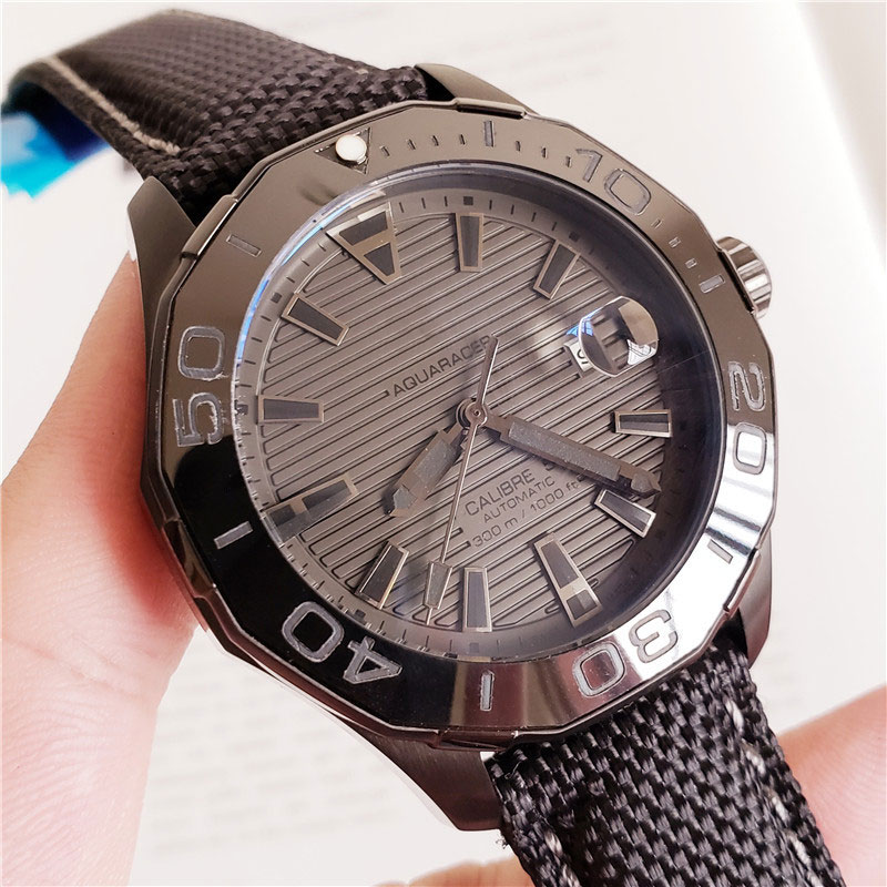 

New men's Luxury mechanical Watch hot selling Business style waterproof high quality AAA leather strap The ceramic shell, Black