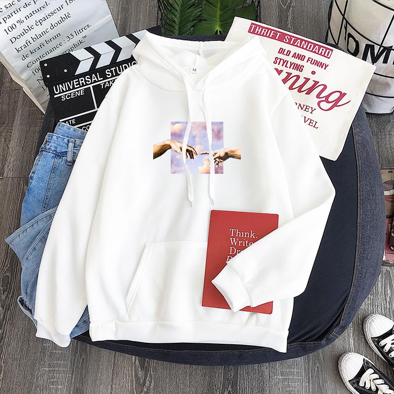 

Women's Hoodies & Sweatshirts Aesthetic Print Hoodie Fashion Adam's Hand Inspired Creation Of Sweatshirt Funny Graphic Sudadera Muje, Aesthetic hoodie22