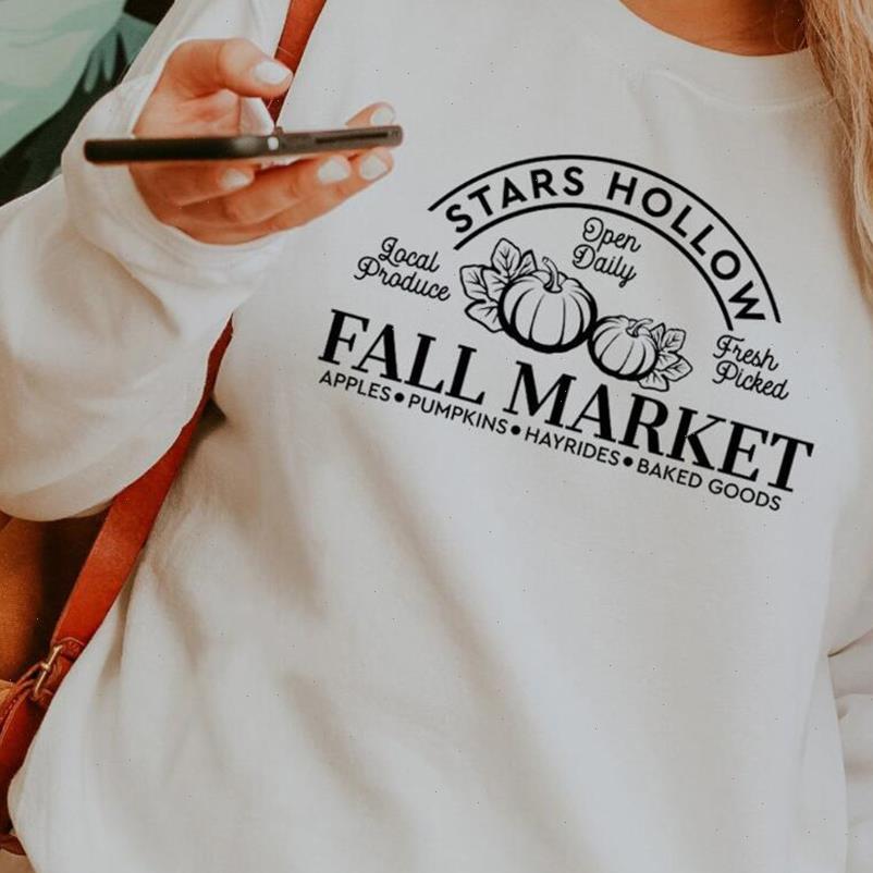 

stars hollow fall market womens hoodies funy pumpkins sweats celebrate the harvest aesthetic pullover women casual dropship, Black