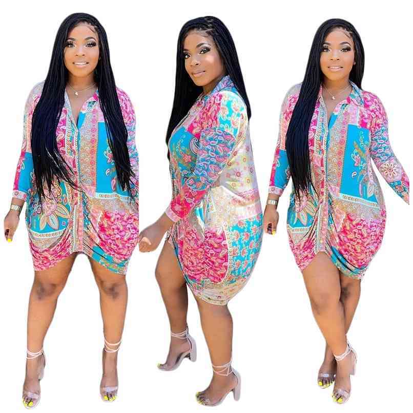 

Spring Office Dress Party es Clubwear Y2k Style Women' Summer Long Blouse Sexy Mini Shirt Casual Clothes 210525, Multi