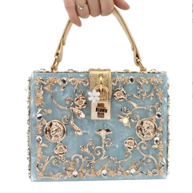 

Factory independent brand bag exquisite high-grade carved evening bags elegant diamond handbags fashion carveds diamonds acrylic package, Red
