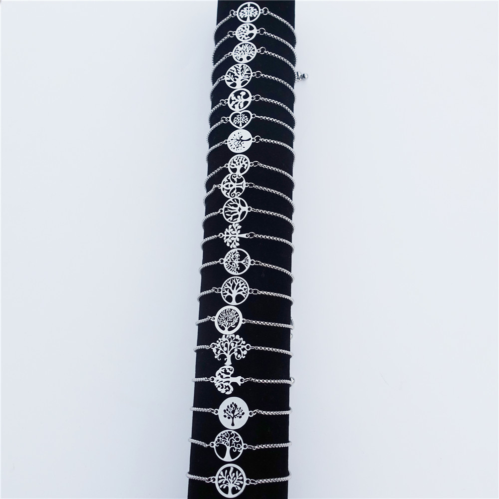 

Life Trees Bracelet Stainless Steel Plant Tree Wristband Jewelry Women Men 12 pcs/lot Mix Styles Whole