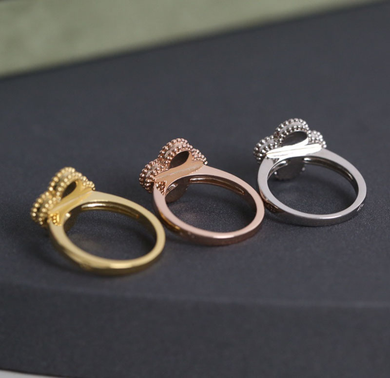 

Fashion Agate 4/Four Leaf Clover Flowers Wedding Rings Malachite Chain for Women & Girls Valentine's Mother's Day Engagement Jewelry Gift-A, Slivery;golden