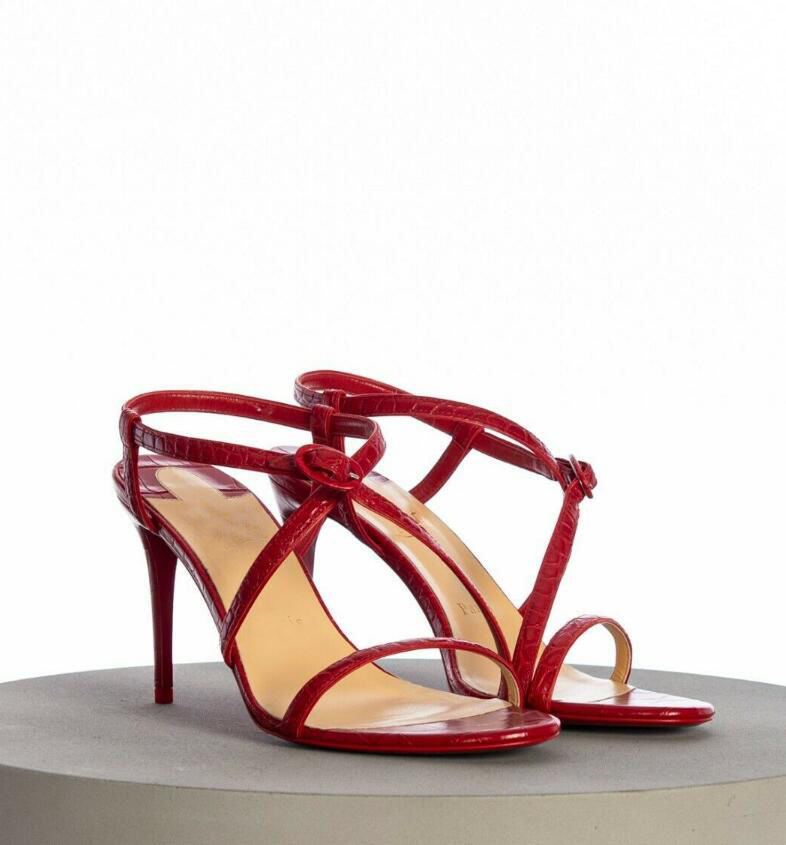 

Elegant Bridal Wedding Selima Sandals Shoes Red Bottom Strappy Leather Lady Pumps Round Toe Exquisite Women's High Heels EU35-44.BOX