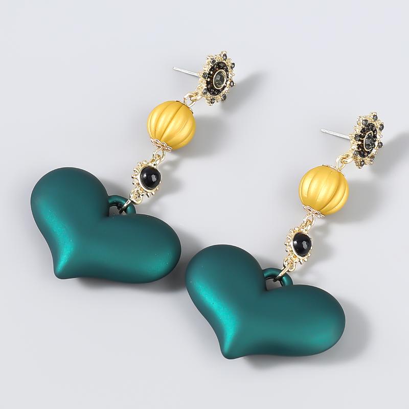 

Dangle & Chandelier Pauli Manfi Fashion Metal Resin Heart-shaped Earrings Women's Retro Party Accessories, Silver