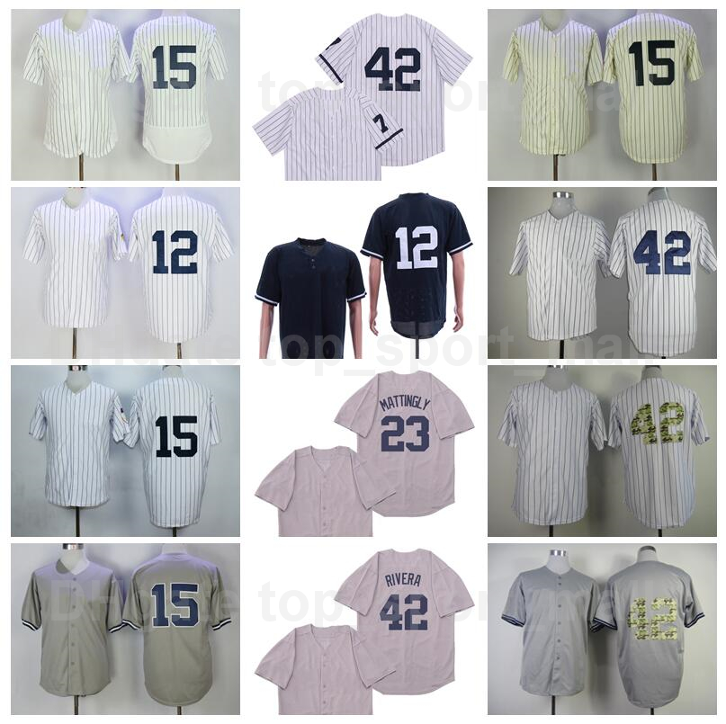 

Retro 1929 1969 1995 1996 Vintage Baseball 12 Wade Boggs Jersey 15 Thurman Munson 23 Don Mattingly 42 Mariano Rivera White Grey Beige