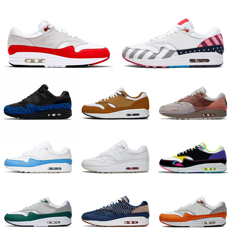 

Wholesale 2021 MAX 1 87 Cushions Running Shoes OG Anniversary Parra Men Women Black Red Gum Script N7 Taupe Haze Trainers Sneakers 36-45