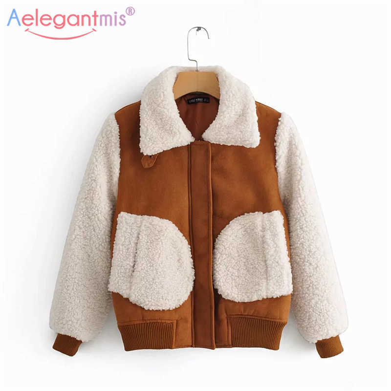 

Aelegantmis Fashion Women Thick Warm Fur Coat Jacket Furry Teddy Ladies Casual Faux Leather Autumn Winter Overcoat 210607, Brown
