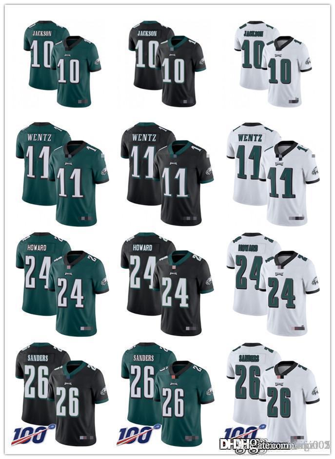 

Men Women Youth Philadelphia Eagles 11 Carson Wentz 26 Miles Sanders 10 DeSean Jackson 24 Howard black green Football Jersey, Black;red