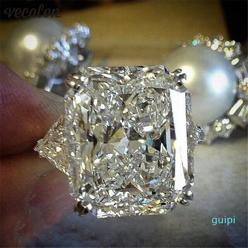 Bague de déclaration en argent Sterling 925 taille coussin 8ct diamant fiançailles alliance bagues pour femmes fête doigt bijoux