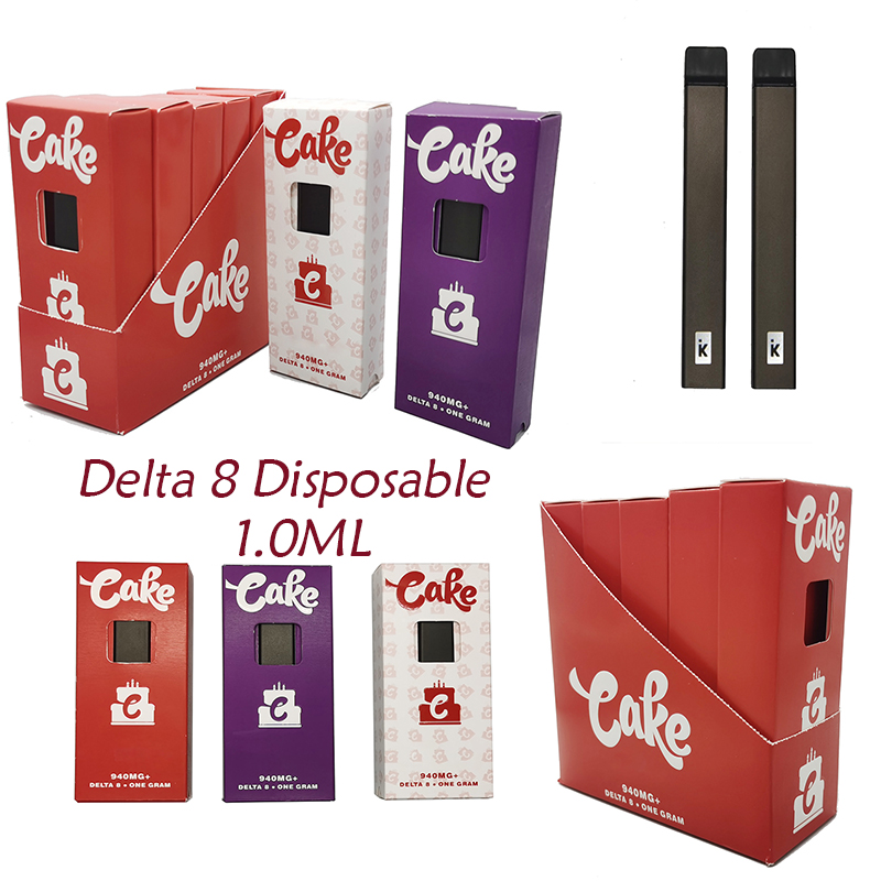 

Delta 8 Disposable Vapes Pens Cartridges Cake E cigarette Starter Kit Pen 1.0ml 270mAh Rechargeable Battery Carts Packaging Vape Pod Device