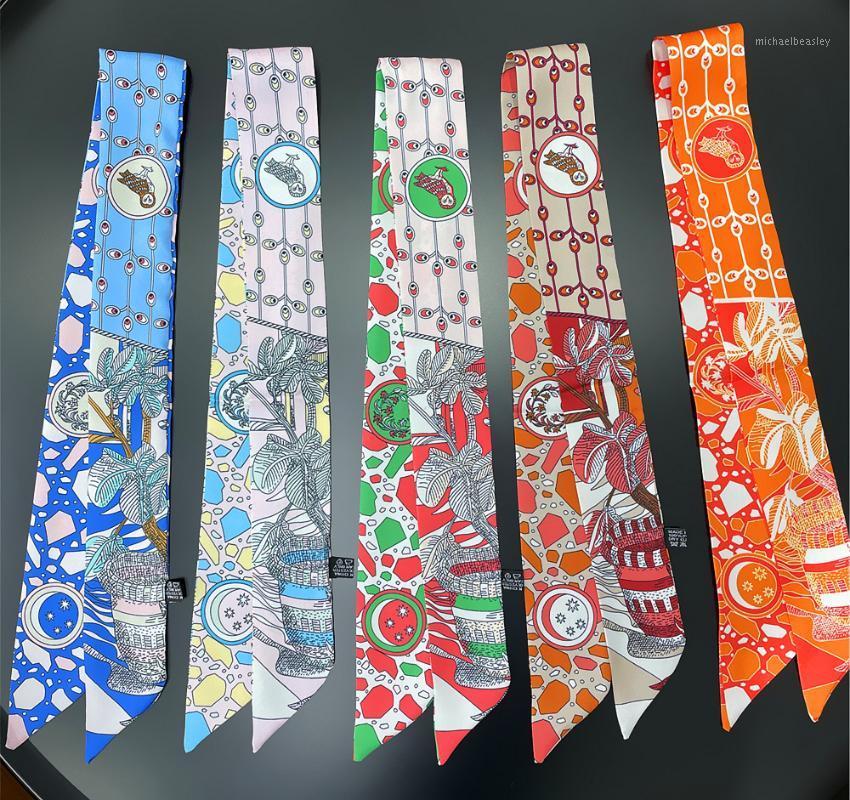 

Scarves 2021 H Home Silk Long Strip Scarf Small Ribbon Headband Binding Bag Handle
