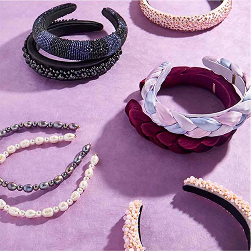 

Hair Clips & Barrettes Dvacaman 2021 Ly BA Fashion Handmade Navy Crystal Bead Hairband Women Wide Beaded Headband Black Rhinestone Accessori, Golden;silver