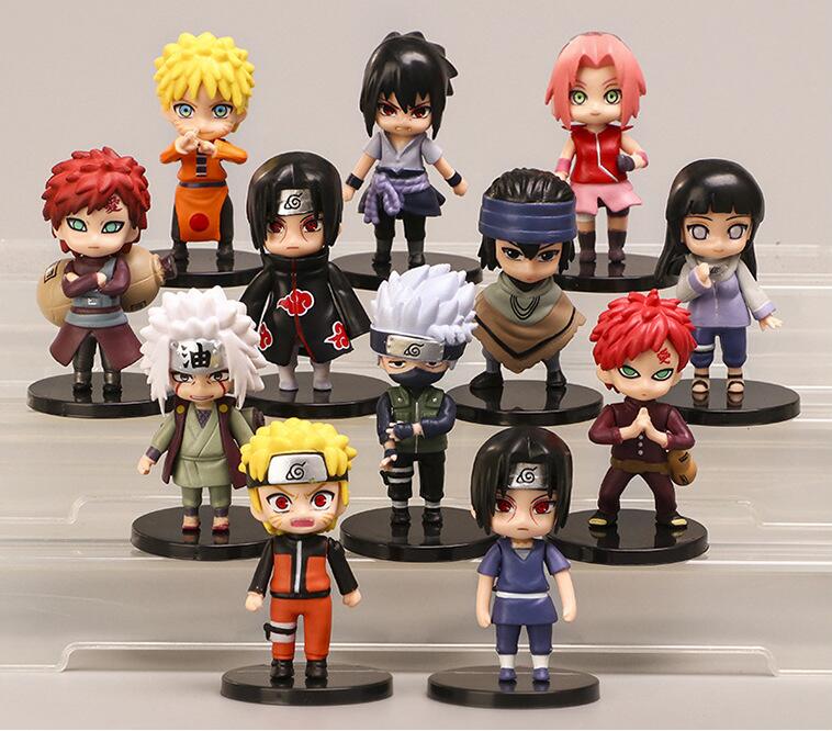

12pcs/set Naruto Anime Shippuden Hinata Sasuke Itachi Kakashi Gaara Jiraiya Sakura Q Version PVC Figures Toys Dolls Kid Gift, Multicolor