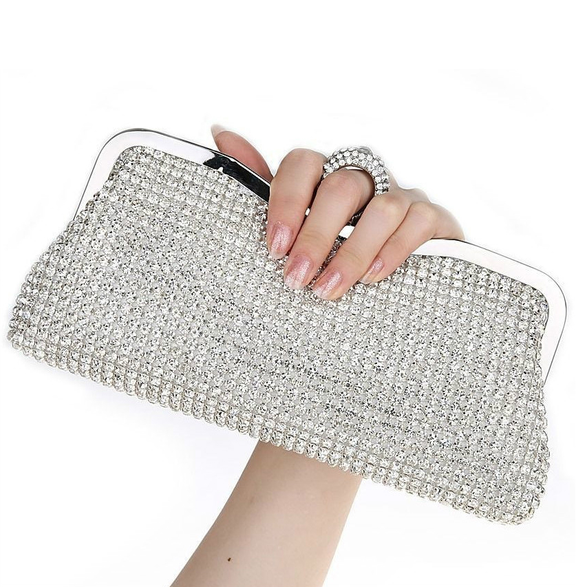 

Women Evening Clutch Bag Diamond Clutch Female Silver Wedding Purse Party Banquet Black/Gold Shoulder Chain Handbags
