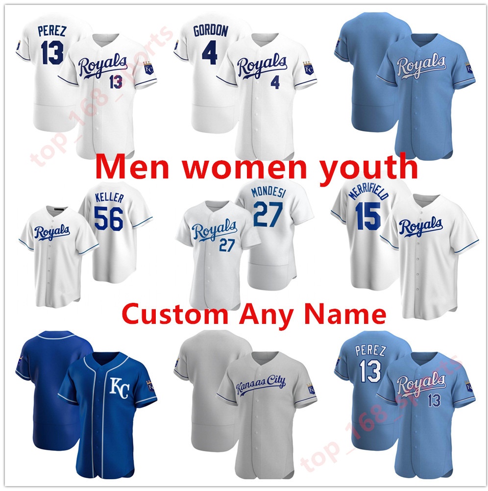

Custom Royals Baseball Jersey Jorge Soler 2021 Kansas City Whit Merrifield Jackson Danny Duffy Nicky Lopez Ryan Ian Kennedy Keller Urena, Blue;black