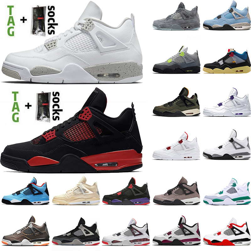 

2021 Top Selling Basketball Shoes Retro Sail Jumpman 4 4s Starfish Taupe Haze University Blue Black White Cat Bred Off Mens Womens Trainers Sneakers 36-47, No.2 white oreo 36-47