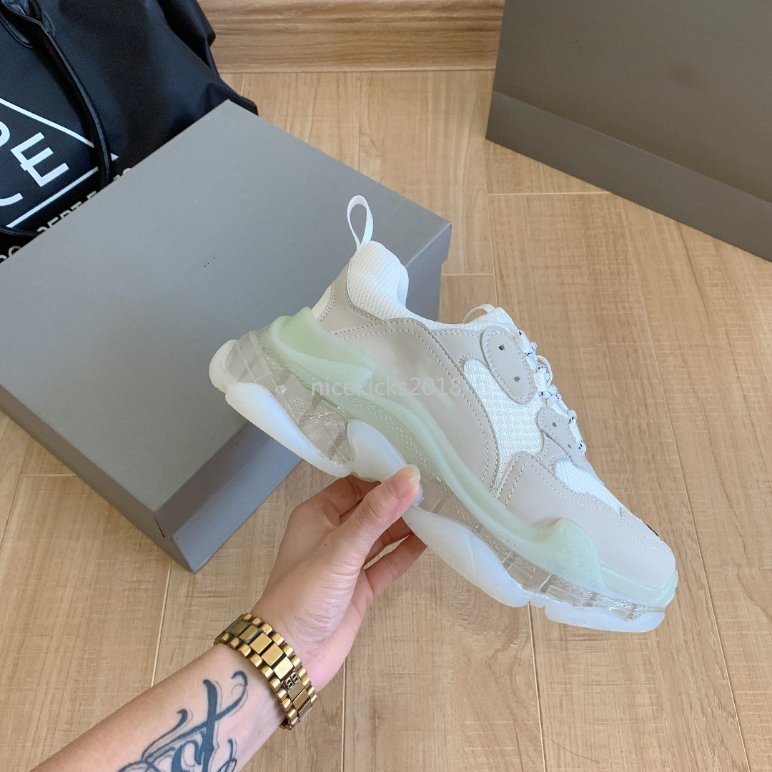 

Paris Triple S Casual Shoes Clear Sole Trendy Sports Fashion Runner Lace Up Comfort Foam Runner Men Women Breathable Platform Sports Sneaker, Black