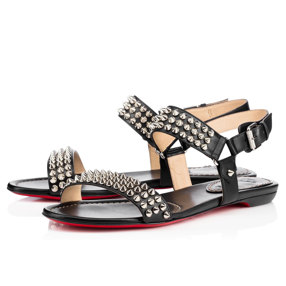 

Summer Flat Studded Gladiator Sandals Fashion Lady Red Bottom Luxury Designer Brands Women Flats Roman shoes, Black