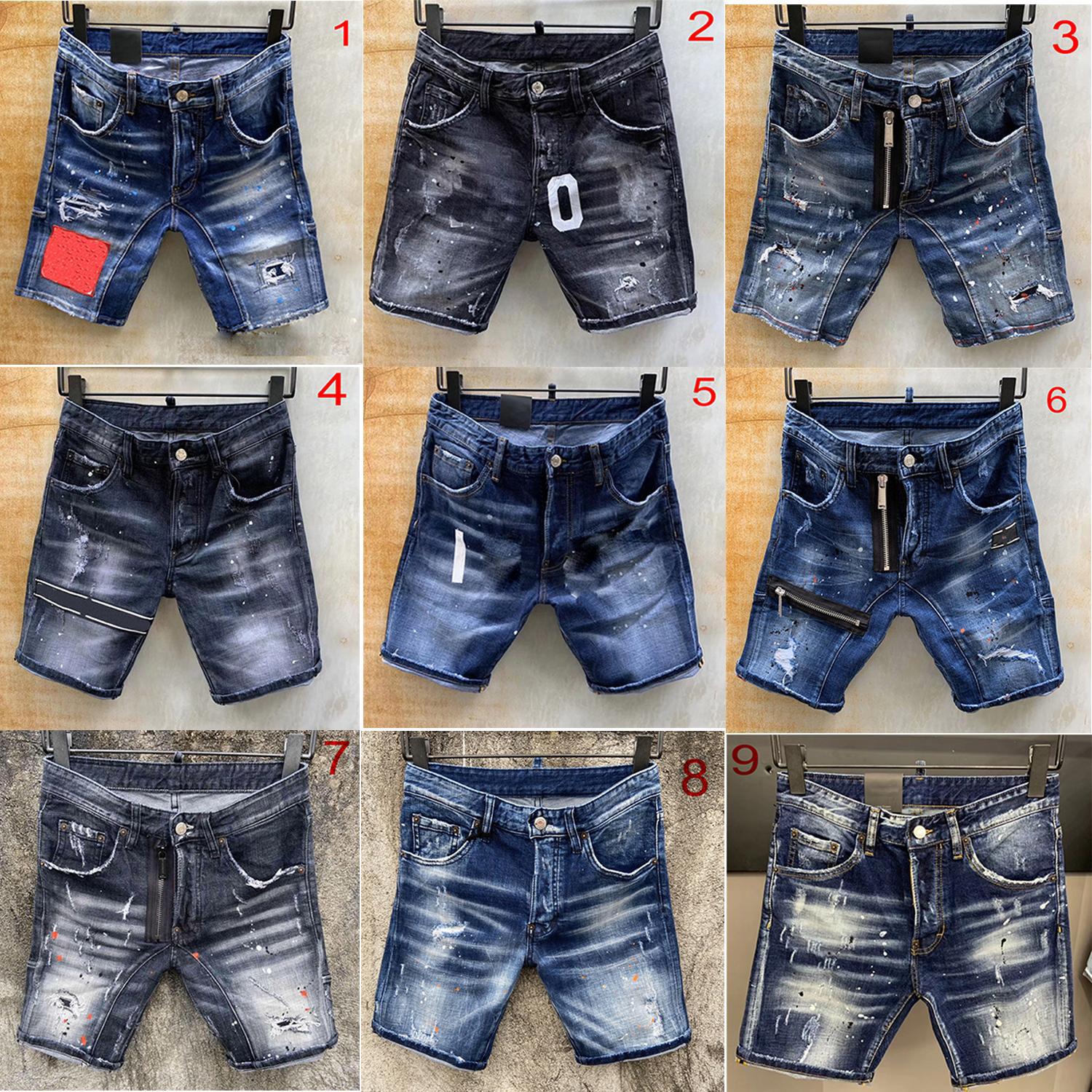 

DSQ mens short jeans straight holes denim jeans casual jean Night club blue Cotton summer Men pants italy style hip hop pants SbX