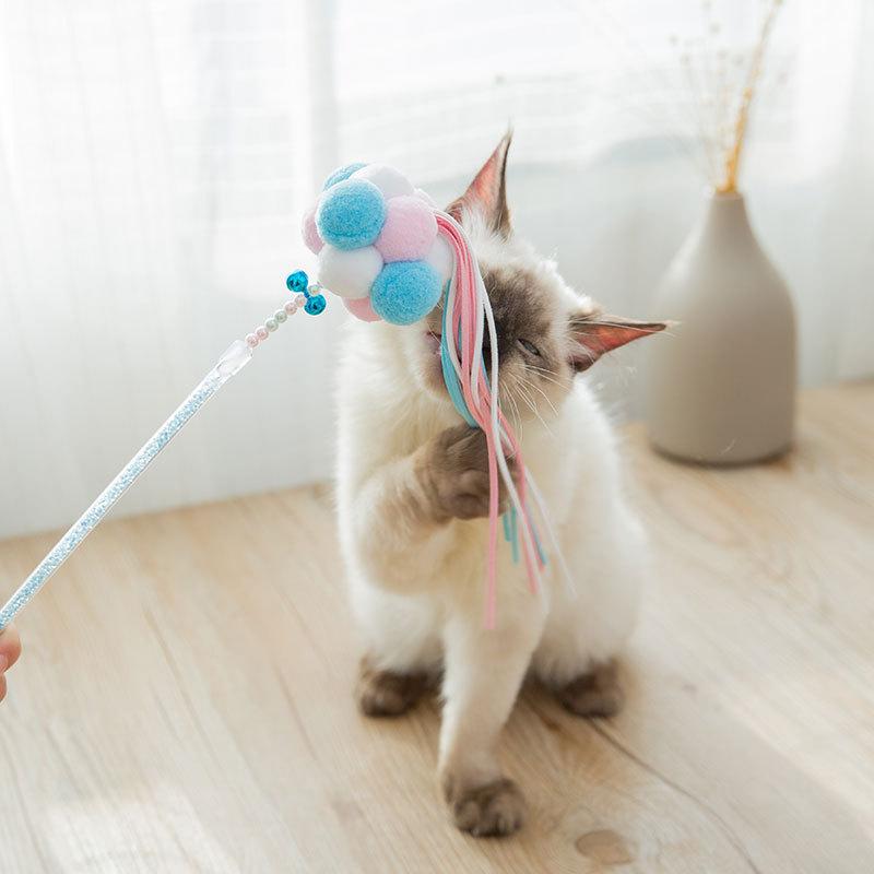 

Cat Toys Funny Stick Toy Ball Kitten Molar Bell Feather Fighting Pet Supplies