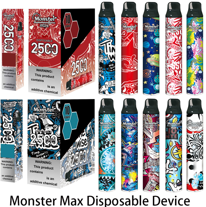 

Original Monster Max Disposable E Cigarettes Device Kit 2500 Puffs Prefilled Pod Vape Pen Authentic VS Bar Plus Dual