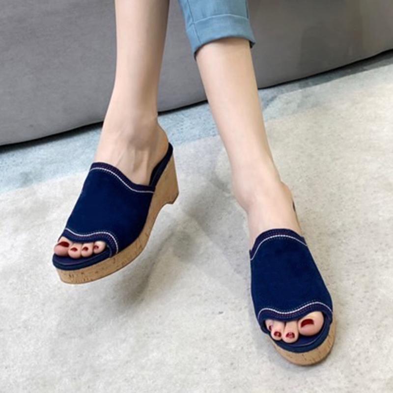 

Sandals Summer Women Wedges Slippers Luxury Designe Outdoor Beach Home Shoes Platform High Heels Casual, Black