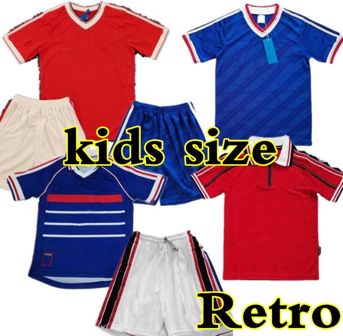 

1998 Retro kids United Soccer jersey MAN football Giggs SCHOLES Beckham RONALDO CANTONA Solskjaer HENRY ZIDANE 86 92 Manchester Children, 84-86
