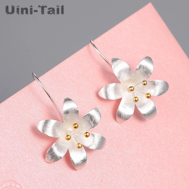 

Dangle & Chandelier Uini-Tail 925 Sterling Silver Thai Craft Golden Flower Earrings Wholesale Temperament Fashion High Quality