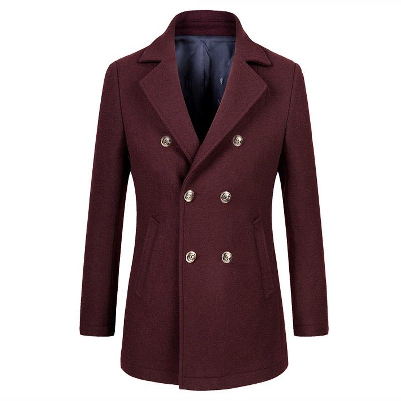 

Men' Trench Coats 2021 Winter Fashion Double-breasted Mens Wool Cashmere Blend Short Coat Men Slim Windbreaker Parka Brand Clothing Jacket, Blue