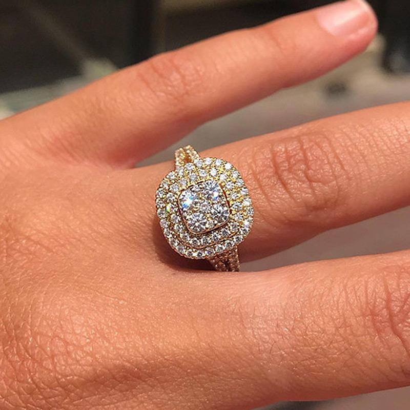 

Wedding Rings USTAR Shiny CZ Crystals Engagement For Women Fashion Jewelry Gold/silver Color Female Anel Accessories