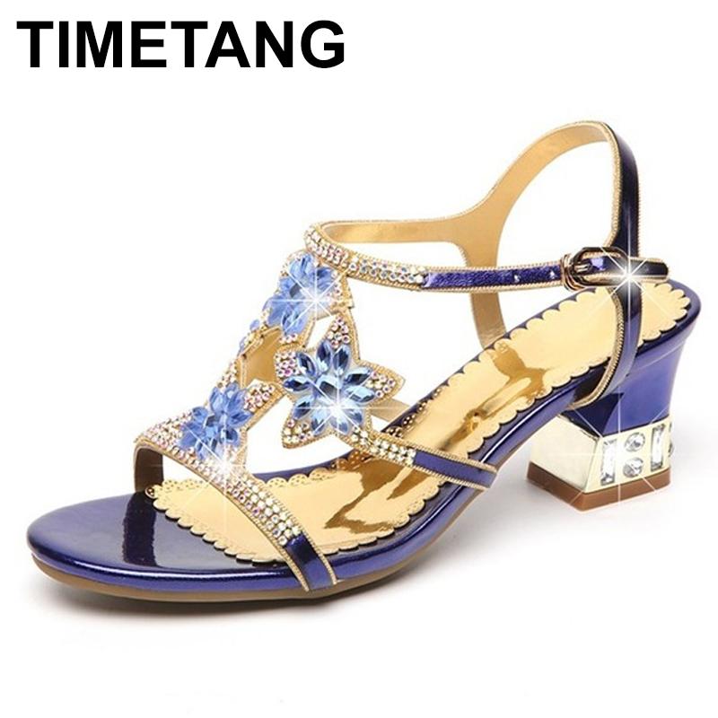 

Summer Rhinestone Thick Heels Women Sandals Shoes Sexy Open Toe Woman High Platform Big Size, Black