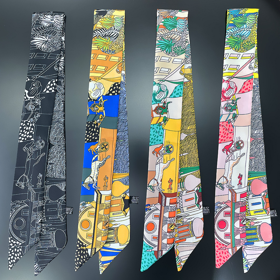 

2021 fashion luxury brand summer thin scarf, high-grade silk satin printed scarves, headband decoration size 5*90cm