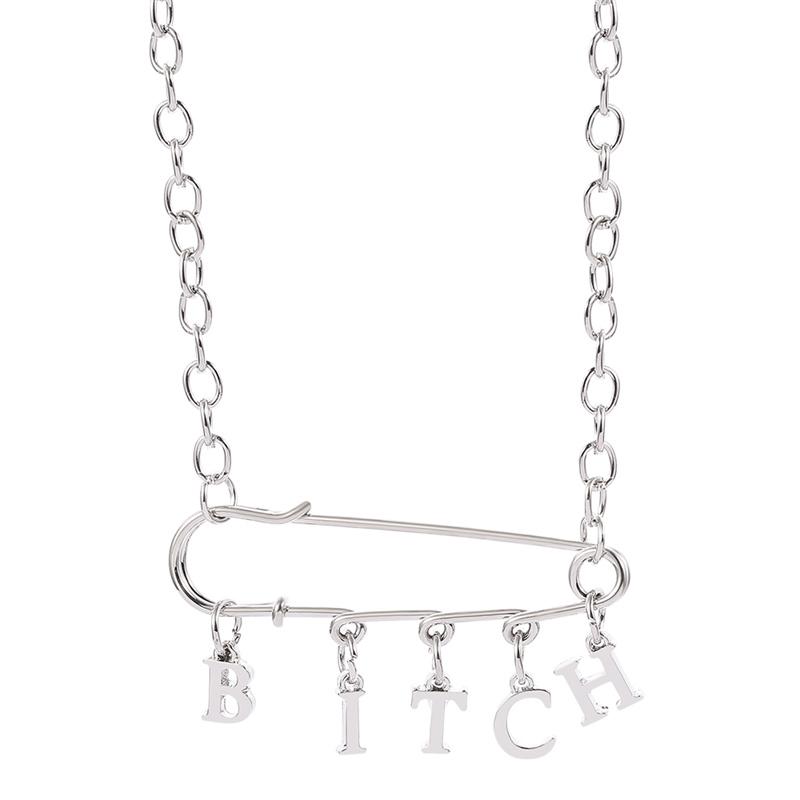 

Pendant Necklaces Punk Pin Letters Chain Necklace Hip-hop Choker Fashion Gothic For Man Women Cool Charm Jewelry Street Style