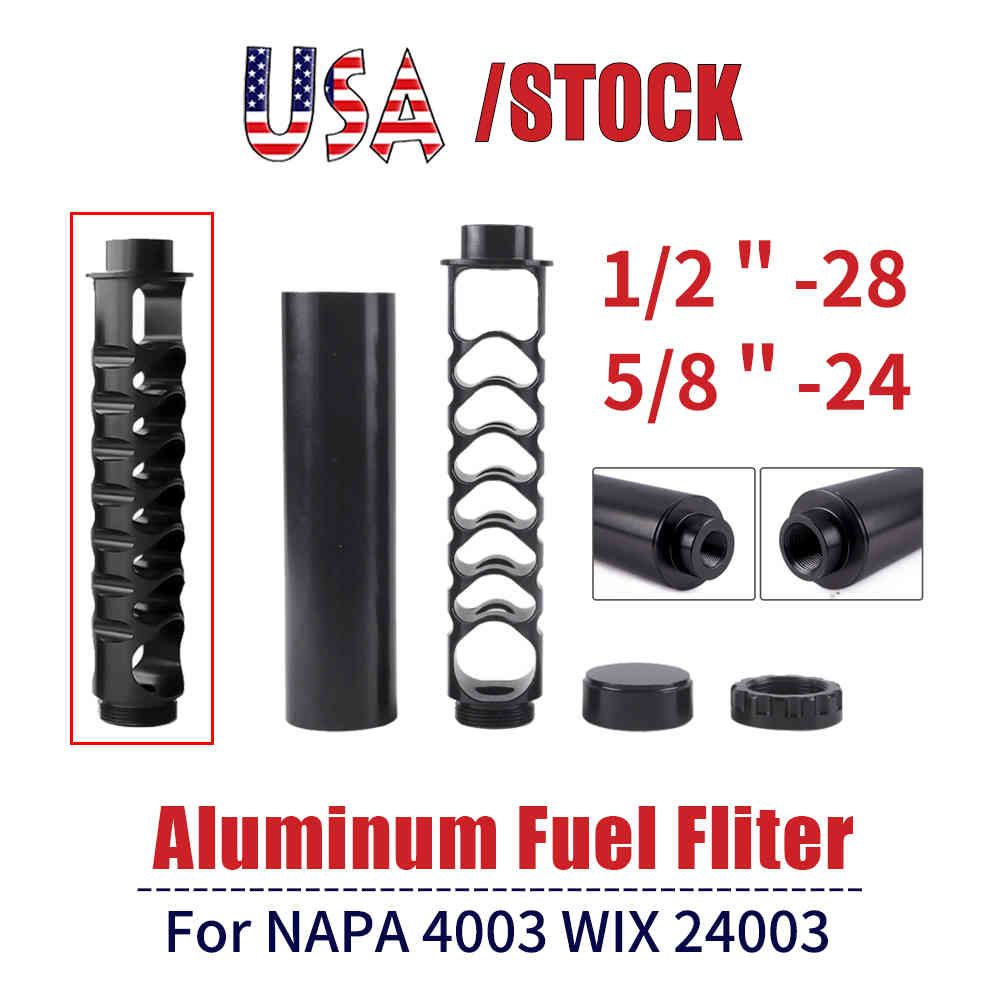 

6 Or 10 Inch Aluminum 1/2-28 or 5/8-24 Fuel Filter Car Solvent Trap for NAPA 4003 WIX 24003 RS-OFI022