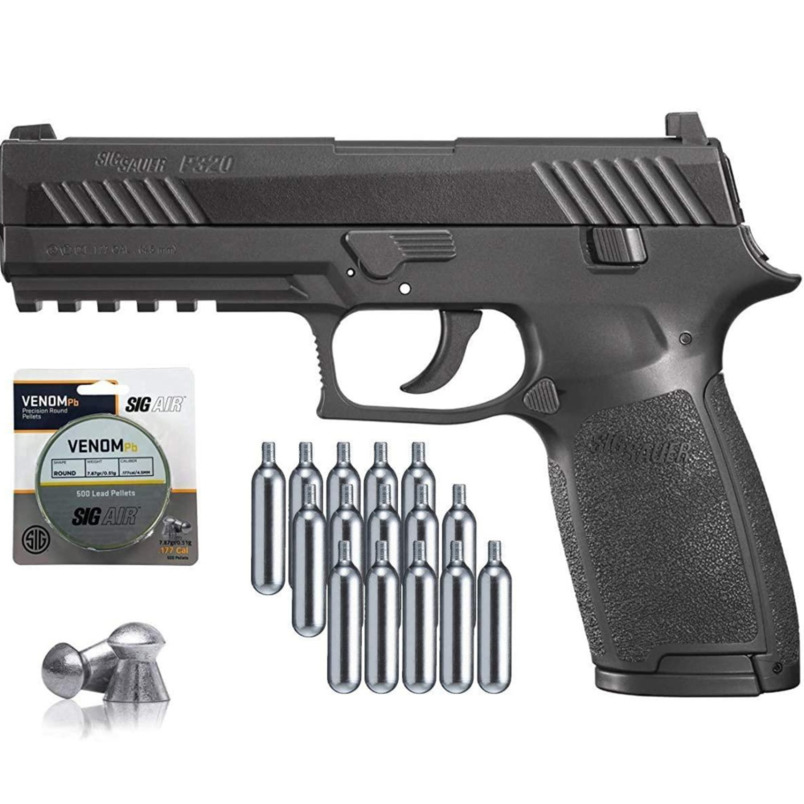 

SIG P320 Air Sauer Pistol with CO2 12 Gram (15 Pack) and 500 Lead Pellets Wall tin sign Metal painting