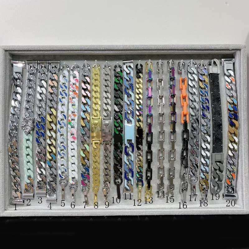 

Top Quality Women Men Letter Flower Cuba Bracelet Hip Hop Style Chain Bracelets Fashion Jewelry for Gift Party, As pic