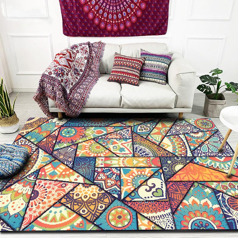 

Carpets National Wind Geometric Color Stitching Mandala Bedroom Living Room Kitchen Bedside Carpet Door Mats