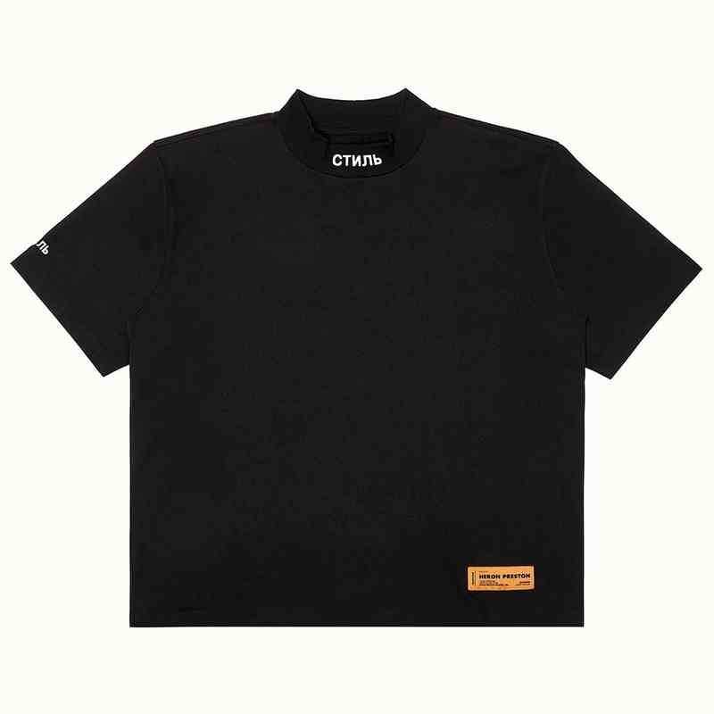 

Turtleneck Ctnmb Crane Embroidery Small High Heron Neck Loose Short Sleeve T-shirt, White;black