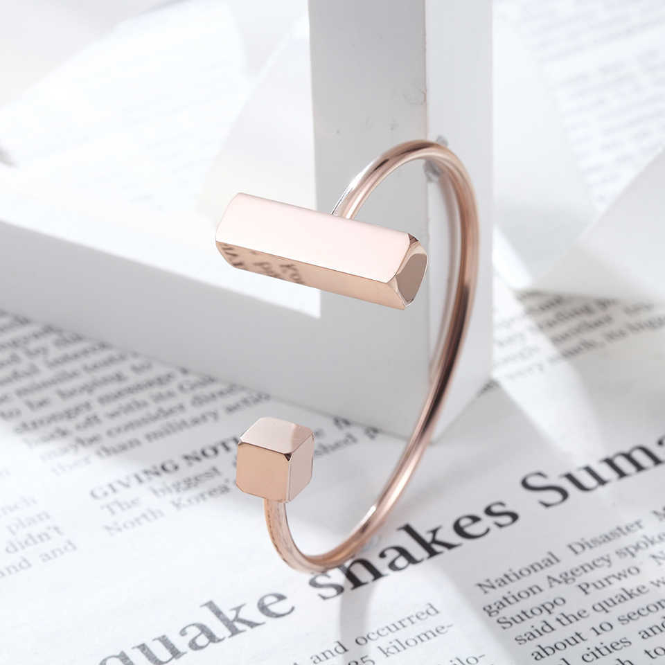 

Rhombus Geometric Open Stainless Steel Bracelets & Bangles 3 Color Cuff Bracelet for Women Bracelets Bangles Wedding Gift Q0719